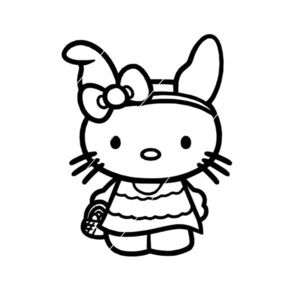 Cute Hello Kitty Easter Bunny Permanent Vinyl Decal‎ 4”